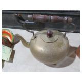 VTG BRASS TEA KETTLE W/ WOOD HANDLE
