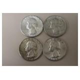 (3) 1964 P, (1) 1964 D WASH. QUARTERS 90%