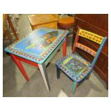 ANTIQUE HAND PAINTED CHILDS DESK & CHAIR