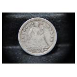 1854 P ARROWS AT DATE SEATED LIBERTY HALF DIME 90%