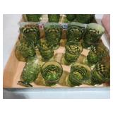 INDIANA GLASS WHITEHALL AVOCADO GREEN FOOTED GLASS