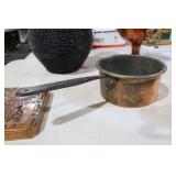 VTG COPPER W/ CAST HANDLE SAUCE PAN