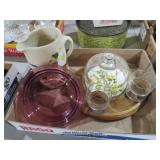 COLL. VTG PITCHER, CHEESE DISH TRAY & ,MISC