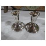 STERLING WEIGHTED CROWN CANDLE HOLDERS