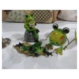METAL & CERAMIC TREE FROG FIGURINES