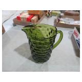 INDIANA GLASS WHITEHALL AVOCADO GRN WATER PITCHER