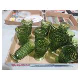 INDIANA GLASS WHITEHALL AVOCADO GRN FOOTED TUMBLER