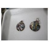 VTG STERLING SILVER ABALONE EARRINGS