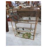 GLASS SHELF W/ PEWTER& MISC FIGURINES