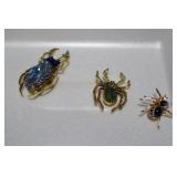 HEAVY JEWELED SPIDER BROOCHES
