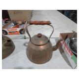 VTG COPPER TEA KETTLE W/ WOOD HANDLE