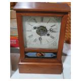 ANTIQUE 30 HR SHELF CLOCK W/ KEY & PENDULUM