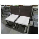 (2) FAUX WICKER PADDED PATIO CHAIRS