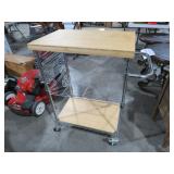 METAL & WOOD TIERED ISLAND CART