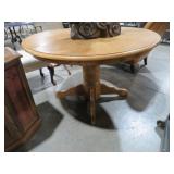 SOLID OAK PEDESTAL DINING TABLE