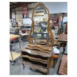 ANTIQUE OAK 2 DWR DRESSER W/ MIRROR