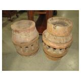 (2) WOOD & METAL CENTER WAGON WHEEL HUBS
