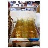 VTG ANCHOR HOCKING RAINFLOWER AMBER GLASSES