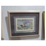 FRAMED HERON WATERCOLOR PRINTS ARTIST P. BRENT