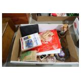 PORCELAIN FIGURINE, BUTTONS, VINTAGE BOOKS, MISC