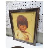 FRAMED PAINTING ON CANVAS LITTLE GIRL PORTRAIT