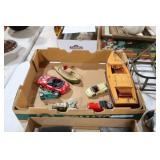 SMALL WOOD BOAT MODEL, CARS, MISC