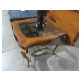 METAL ORNATE BASE W/ BEVELED GLASS TOP TABLE