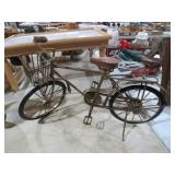 METAL BICYCLE DECOR W/ RUBBER TIRES & WOOD SEAT
