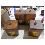 S/4 VTG WOOD CANISTER SET