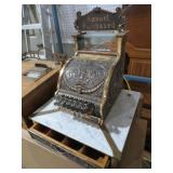 BEAUTIFUL BARBER SHOP BRASS & MARBLE CASH REGISTER