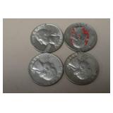 (4) 1964 D WASHINGTON QUARTERS 90%