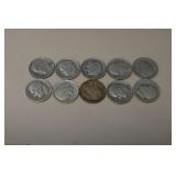 (10) ROOSEVELT DIMES VARIOUS DATES & MM 90%