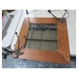 ANTIQUE TIGER OAK MIRROR W/ IRON HOOKS