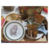 COLL. VTG POTTERY MUGS,PLATES & MISC