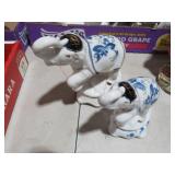 PAIR PORCELAIN BLUE/WHITE ELEPHANT FIGURINES