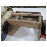 PRIMITIVE WOOD TRAY ON STAND