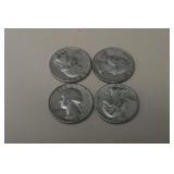(4) 1964 P WASHINGTON QUARTERS 90%