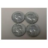 (4) 1964 D WASHINGTON QUARTERS 90%
