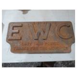 CAST IRON EWC IRONWORKS PLAQUE