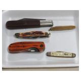 (5( NICE POCKET KNIVES , 1 BARLOW