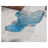 FENTON ICE BLUE GLASS SLIPPER