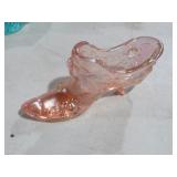 FENTON PINK IRIDESCENT GLASS SLIPPER