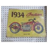 METAL 1934 INDIAN MOTORCYCLE ADV. SIGN