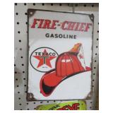 METAL FIRE CHIEF TEXACO GASOLINE ADV. SIGN