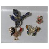 BEAUTIFUL JEWELED BROOCHES