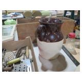 LARGE BROWN & WHITE PITCHER