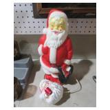VINTAGE SANTA BLOW MOLD LIGHT UP & GLASS ORNAMENT