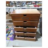 WOOD (5) DWR  STORAGE BOX W/ CONTENTS