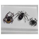 (3) JEWELED SPIDER BROOCHES