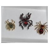 (3) JEWELED SPIDER BROOCHES